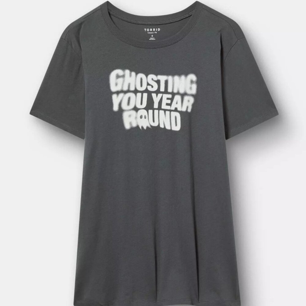 ♥️NWT TORRID TEE - GHOSTING YOU ALL YEAR ROUND COTTON TEE - HALLOWEEN PLUS SIZE